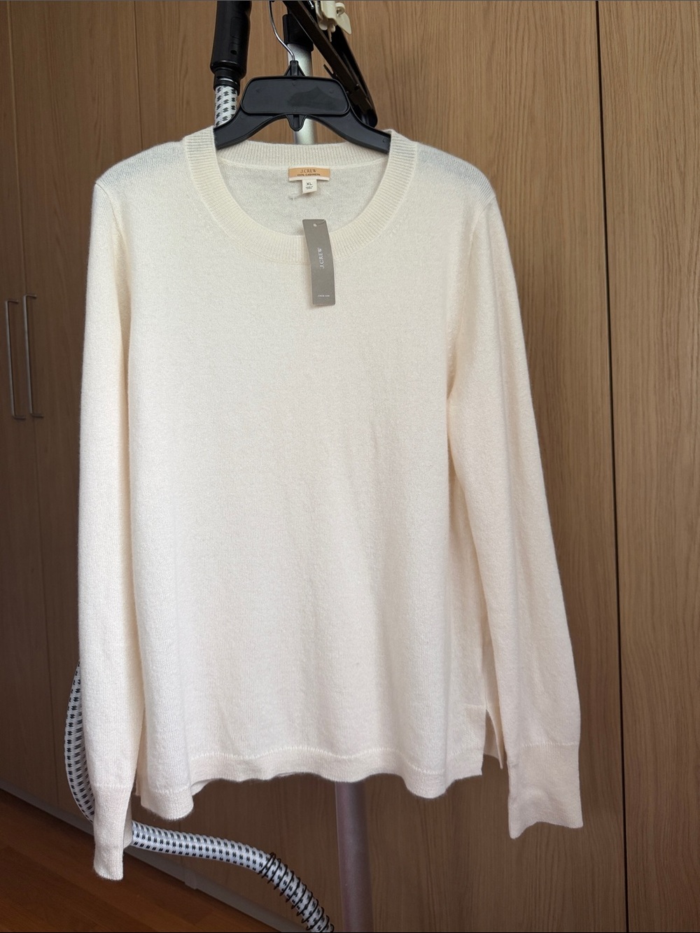 J. Crew 100% Cashmere Cream Long Sleeve Crewneck Sweater